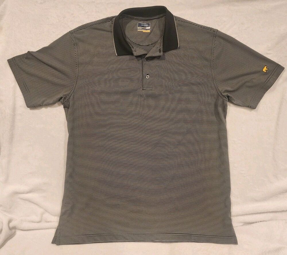 Nicklaus Golf Blue Stripe Staydri Polo Shirt Mens Med Lightweight Short Sleeve
